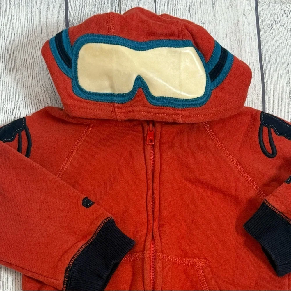Gymboree Aviator Hoodie Jacket 12-24M - orange Zip-Up with Goggles Hood